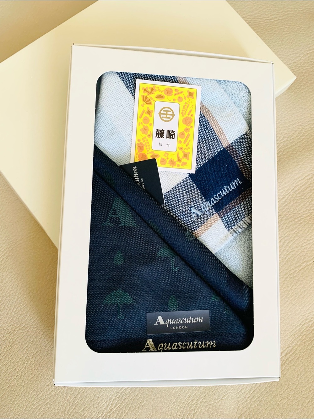 Aquascutum London Men’s Gift Set Handkerchief Mini Towel NWT Box New Tag
